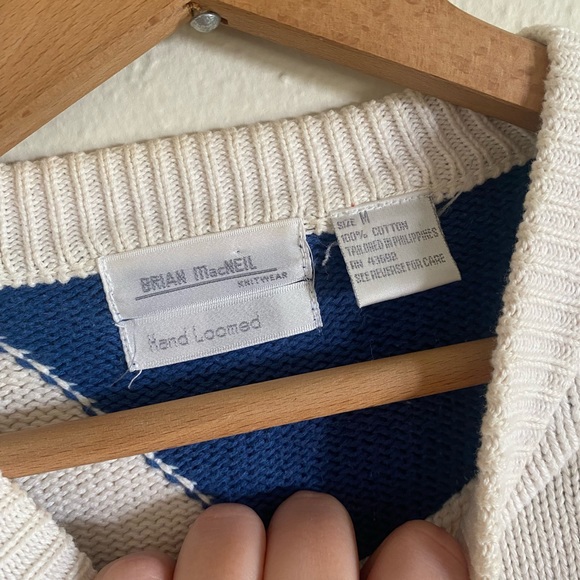 Vintage 80’s/90’s Brian MacNeil Blue/Pink Hand Loomed Sweater - Picture 2 of 4